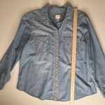 Chico's  Chambray Denim Embroidered Button Down‎ Shirt Size 2 Large Blue Western Photo 7