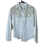 j lynns Glitzy Apparel Womens White Long Sleeve Western Shirt Medium Gold Swirls Size undefined Photo 0