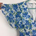 Lulus  Glorious White and Light Blue Floral Print Ruffled Aline Mini Dress Small Photo 7