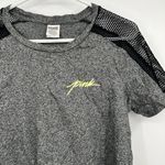 Victoria's Secret Womens PINK Victoria’s Secret L Gym Workout Gray Crop Top Black Mesh Net Detail Photo 1