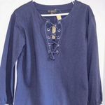 J.Crew  NWTS..NAVY BLUE COTTON DRESS LACE UP NECK LINE OVERSIZED XS 
ADORABLE Photo 0