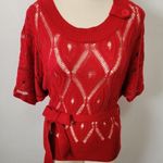 Maurice's red pointelle belted dolman sweater size medium Photo 0