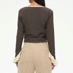 Cider  Lace Up Ruffle Blouse Photo 2