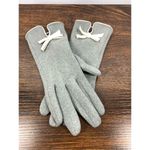 2 Chic Women's Gray Fabric Touch Screen Vinyl Trim Bow Gloves Size Medium Gray Photo 6