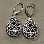Onyx Black and Sterling Silver Filigree Drop Earrings Photo 5