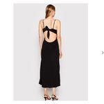 Ba&sh NEW Sz XS Ninon Satin Midi Slip Dress Open Back Cut Out Black Photo 1