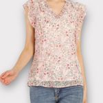 Allegra K New Women's Ruffle Tops Casual V Neck Floral Blouse Pink X-Small Photo 4
