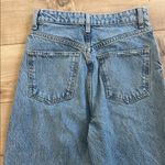 ZARA  High Rise Full Length Jeans Wide Leg Straight Distressed Ripped Knee Sz 2 Photo 8