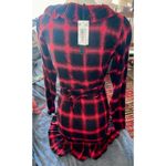 Buffalo David Bitton NWT $99 Buffalo David Button Lng-slv Knee-length Red Plaid Wrap Dress, Sz S Photo 2
