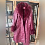 Azalea Wang Marbolo trench coat faux fur PU buttons shawl collar cuffs burgundy Red Size M Photo 1