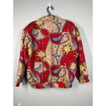 Vtg 90s Fuda International Silk Celestial Bomber Jacket Sz PM Sun Moon Chain Red Photo 5