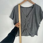 Lululemon  Heather Gray Gathered V-Neck Boxy Crop‎ Dolman Sleeve Women's Top Photo 2
