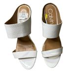 Calvin Klein Women's Cecily Embossed Leather Dress Sandals White Mules NEW Sz 11 Photo 2