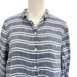 Garnet Hill 100% Linen Stripe Button Down Shirt Tunic Nautical Blue Petite Small Photo 1