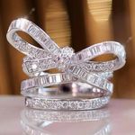 NEW Sz 7 Silver Coquette Bow Shaped Ring, Coquette Jewelry, Bow Jewelry Photo 0
