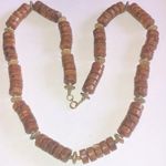 Vintage Bronze Shimmer & Gold Tone Round Disc Beaded Boho Retro Necklace Brown Photo 3