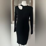 EXPRESS  Cut-Out Knit-Ribbed Sweater Dress Mock Neck Long Sleeve Black Size XL Photo 1