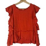 Anthropologie Maeve Red Orange Ruffle Tiered Short Sleeve Blouse S Photo 0