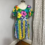 Jams World 90s  Floral Tropical Flowy Printed Mini Dress Tiered Vintage S‎ Photo 2