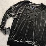 Bobeau Lace Up Velvet Sweatshirt Photo 0