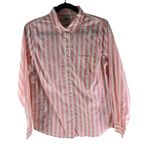 J.Crew Factory Button-Up Cotton Poplin Shirt Signature Fit Striped Pink White M Photo 0
