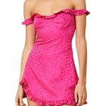 Line and Dot  Hot Pink Penelope Mini Dress Ruffle Sleeve Off Shoulder Floral XS Photo 0