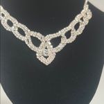 Regal Rhinestone Twisted Chevron Drop Silver Bridal Prom Formal Wear Necklace Photo 1