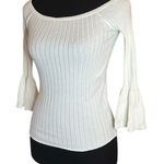 Forever 21  Ivory Bell Sleeve Ribbed Knit Sweater - Size Small | Fairy Core Style Photo 0