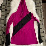 Champion Women's Black & Dark Pink Thumb Hole Hoodie Work Out Runner Top Photo 2