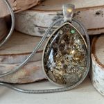 Handmade Sparkling Gold Chunky Glitter Tear Shaped Necklace on a 20” chain Photo 1