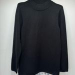 Chico's Chico’s Black Long Sleeve Sweater with Pleated Chiffon Floral Print Back Sz 1/M Photo 4