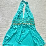 Boho Vintage y2k plunge halter top Blue Size L Photo 0