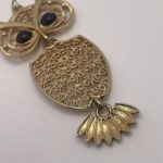 Sarah Coventry Gold Tone Owl Bird Articulated Pendant Charm Black Eyes Photo 1