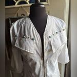 Vintage Luelle zipper front white turquoise beaded western dress, size small Photo 1