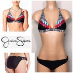 Jessica Simpson triangle feather print bikini. M-top/L-bottom. NWT Photo 1