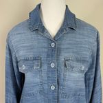Bella Dahl  Tencel Oversized Cropped Denim Shirt Jacket in Light Blue XS NWT Photo 1