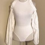 ZARA  Ribbed Voluminous Balloon Long Sleeve Cut Out Bodysuit Size S Photo 5