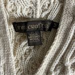 INIS CRAFTS Cable Knit Hooded Zip Sweater 100% Merino Wool Womens Size Medium Photo 8