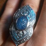Indian Artistry Tanzanite Sterling Silver Carved Filigree Ring (Size 6) Photo 0