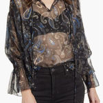 Zadig & Voltaire Top Talisa Print Blouse In Noir Sheer Paisley Black Size Small Photo 0
