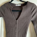 ZARA BROWN FITTED HOOK CLOSURE KNIT DRESS Size small Photo 5