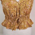 Pink Rose  Gold and Pink Floral Blouse NWT Size Small Boho Cropped Top Photo 2