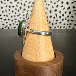 Sterling Silver Green Tigers Cats Eye Elegant Setting Statement Ring Photo 2