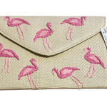 Pink Flamingo Clutch straw raffia beach‎ cruise Photo 0