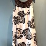 Style & Co . Brown White Floral Embellished Casual Linen Sleeveless Dress 12 Boho Photo 1