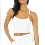 Alo Yoga ALOSOFT RIBBED CROP CALM TANK WHITE Sz S Photo 0