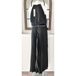 Monique Lhuillier ML Satin Chain-Link Belt Pleated Gown, Black Size 8 NWT $695 Photo 6