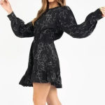 Kittenish ‎ Napa Black Printed Mini Dress Photo 0