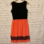 Enfocus Studio En Focus Studio Women’s Tank Dress w/ Lace Detail Black & Coral Size 6 EUC Photo 1