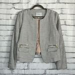 Katherine Barclay Striped Open Front Blazer Jacket Black White Women’s L Neutral Photo 0